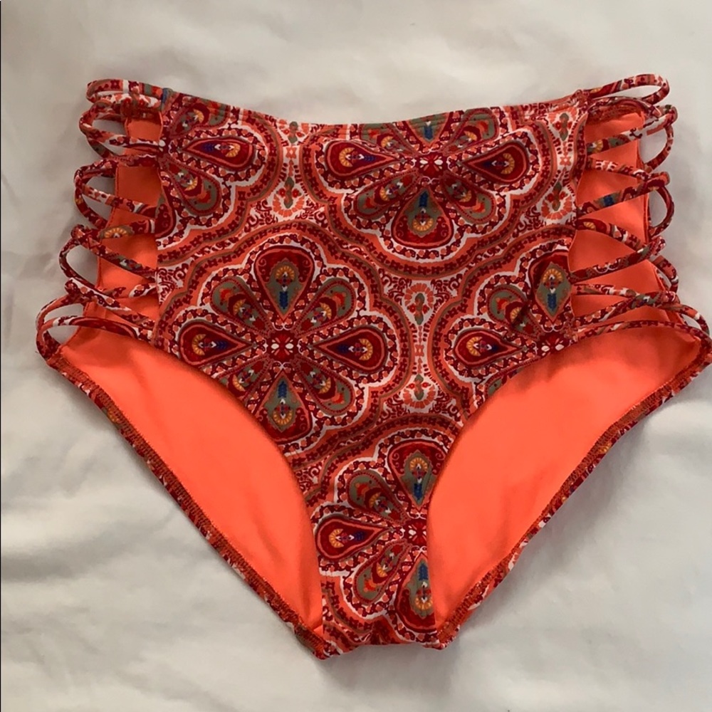 Hollister Orange Paisley High-Waist Bikini Bottoms